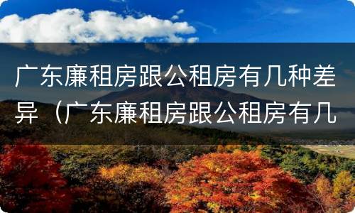 广东廉租房跟公租房有几种差异（广东廉租房跟公租房有几种差异嘛）