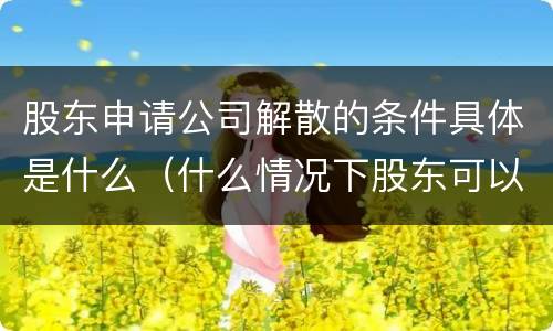 股东申请公司解散的条件具体是什么（什么情况下股东可以申请解散公司）