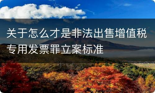 关于怎么才是非法出售增值税专用发票罪立案标准