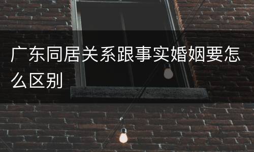 广东同居关系跟事实婚姻要怎么区别