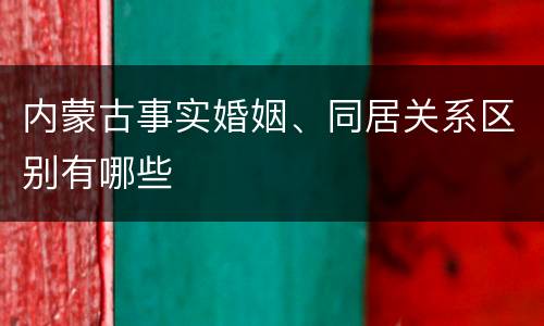内蒙古事实婚姻、同居关系区别有哪些