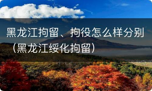 黑龙江拘留、拘役怎么样分别（黑龙江绥化拘留）