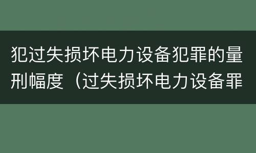 犯过失损坏电力设备犯罪的量刑幅度（过失损坏电力设备罪案例）