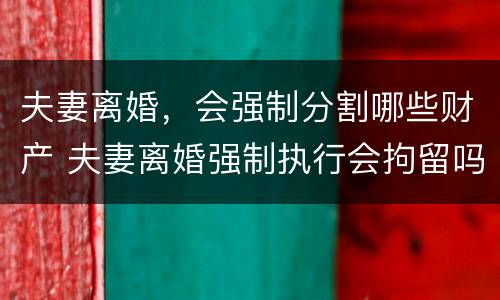 夫妻离婚，会强制分割哪些财产 夫妻离婚强制执行会拘留吗