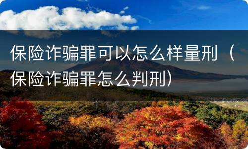 保险诈骗罪可以怎么样量刑（保险诈骗罪怎么判刑）