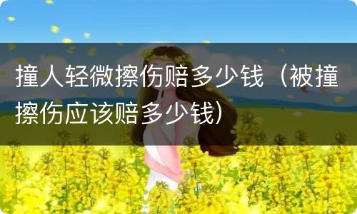 撞人轻微擦伤赔多少钱（被撞擦伤应该赔多少钱）