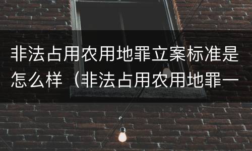 非法占用农用地罪立案标准是怎么样（非法占用农用地罪一般判几年）
