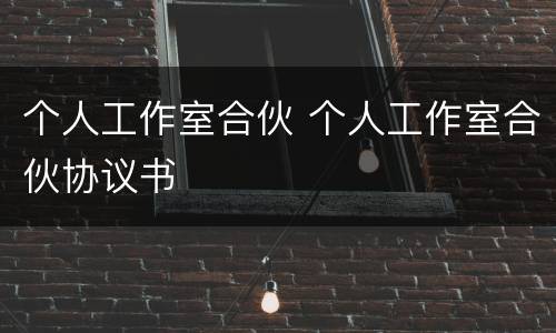 个人工作室合伙 个人工作室合伙协议书