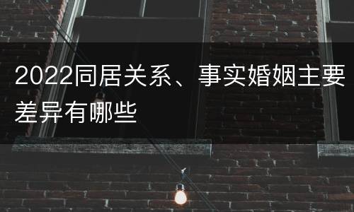 2022同居关系、事实婚姻主要差异有哪些