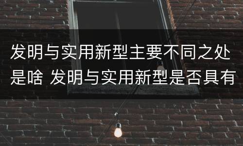 发明与实用新型主要不同之处是啥 发明与实用新型是否具有实用性