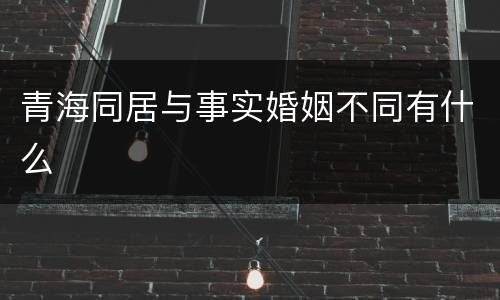 青海同居与事实婚姻不同有什么