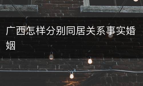 广西怎样分别同居关系事实婚姻