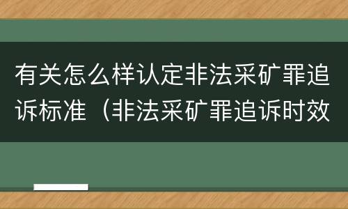 有关怎么样认定非法采矿罪追诉标准（非法采矿罪追诉时效案例）