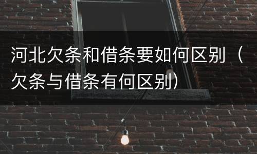 河北欠条和借条要如何区别（欠条与借条有何区别）