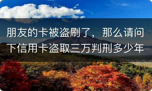 朋友的卡被盗刷了，那么请问下信用卡盗取三万判刑多少年