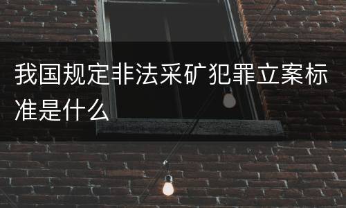 我国规定非法采矿犯罪立案标准是什么