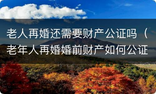 老人再婚还需要财产公证吗（老年人再婚婚前财产如何公证）