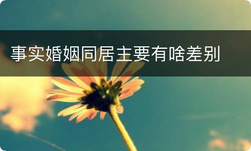 事实婚姻同居主要有啥差别