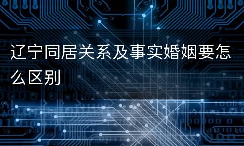 辽宁同居关系及事实婚姻要怎么区别