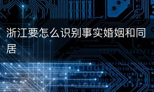 浙江要怎么识别事实婚姻和同居