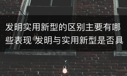 发明实用新型的区别主要有哪些表现 发明与实用新型是否具有实用性