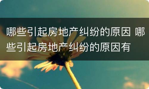 哪些引起房地产纠纷的原因 哪些引起房地产纠纷的原因有