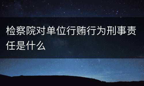 检察院对单位行贿行为刑事责任是什么