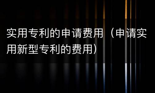 实用专利的申请费用（申请实用新型专利的费用）