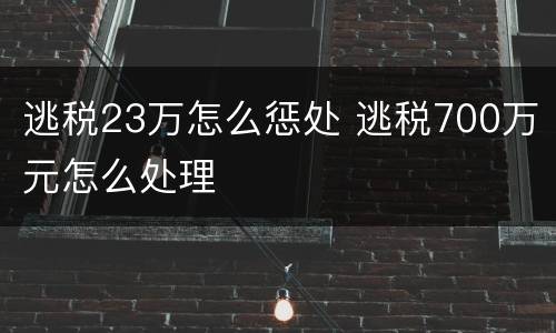 逃税23万怎么惩处 逃税700万元怎么处理