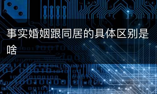 事实婚姻跟同居的具体区别是啥