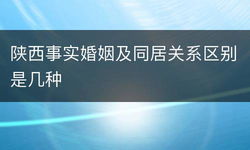 陕西事实婚姻及同居关系区别是几种