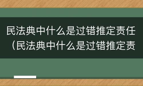 民法典中什么是过错推定责任（民法典中什么是过错推定责任的条款）
