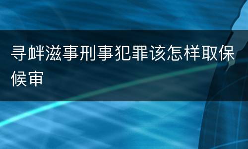 寻衅滋事刑事犯罪该怎样取保候审