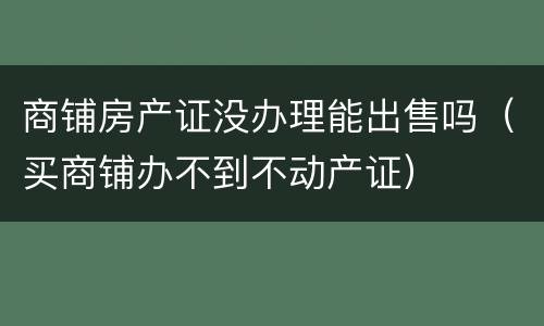 商铺房产证没办理能出售吗（买商铺办不到不动产证）