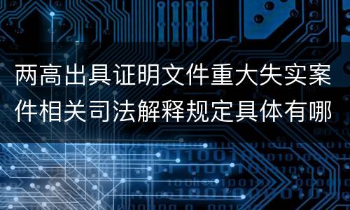 两高出具证明文件重大失实案件相关司法解释规定具体有哪些内容