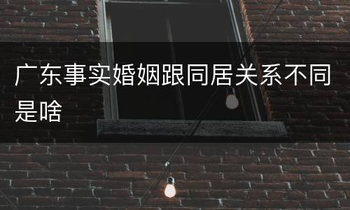 广东事实婚姻跟同居关系不同是啥