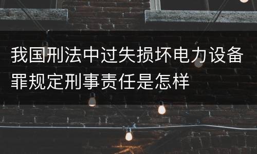 我国刑法中过失损坏电力设备罪规定刑事责任是怎样