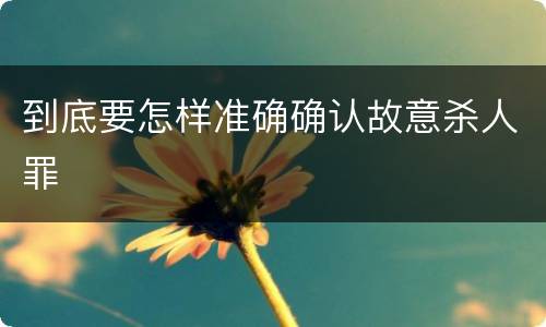 到底要怎样准确确认故意杀人罪