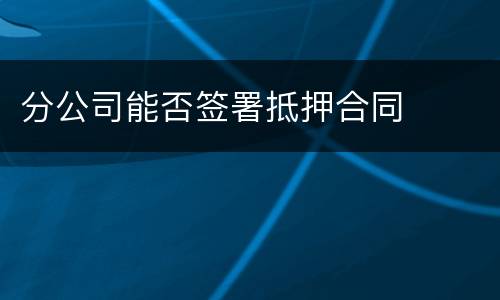分公司能否签署抵押合同
