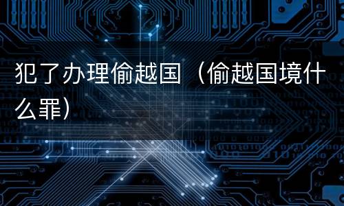 犯了办理偷越国（偷越国境什么罪）