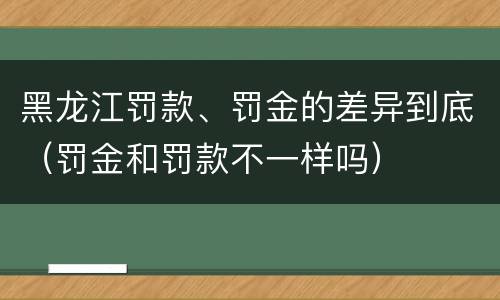 黑龙江罚款、罚金的差异到底（罚金和罚款不一样吗）