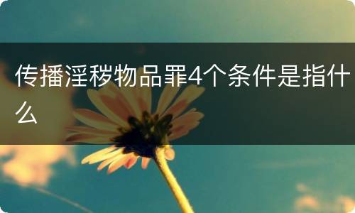 传播淫秽物品罪4个条件是指什么