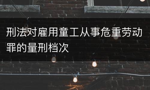刑法对雇用童工从事危重劳动罪的量刑档次
