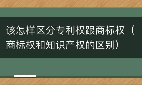 该怎样区分专利权跟商标权（商标权和知识产权的区别）