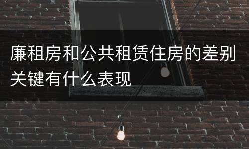 廉租房和公共租赁住房的差别关键有什么表现