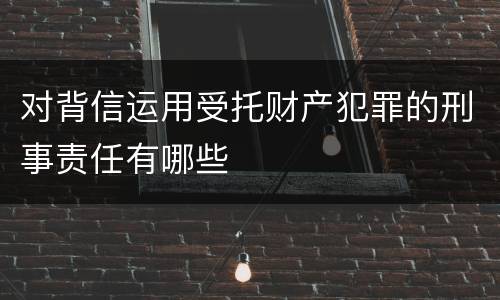 对背信运用受托财产犯罪的刑事责任有哪些