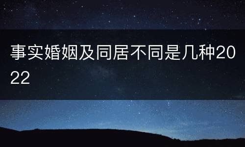 事实婚姻及同居不同是几种2022