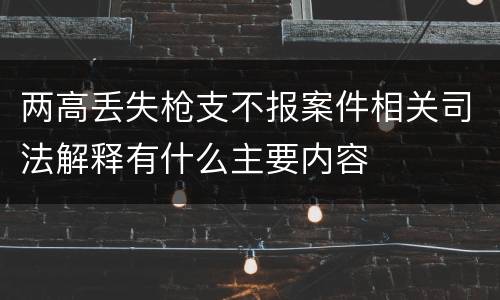 两高丢失枪支不报案件相关司法解释有什么主要内容