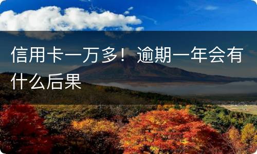 信用卡一万多！逾期一年会有什么后果