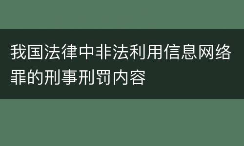 我国法律中非法利用信息网络罪的刑事刑罚内容